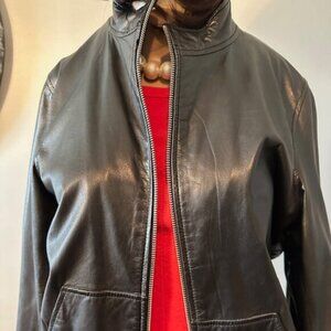 PELLE STUDIO (WILSONS) BUTTERY SOFT BLACK LEATHER LIGHTWEIGHT JACKET- SZ L